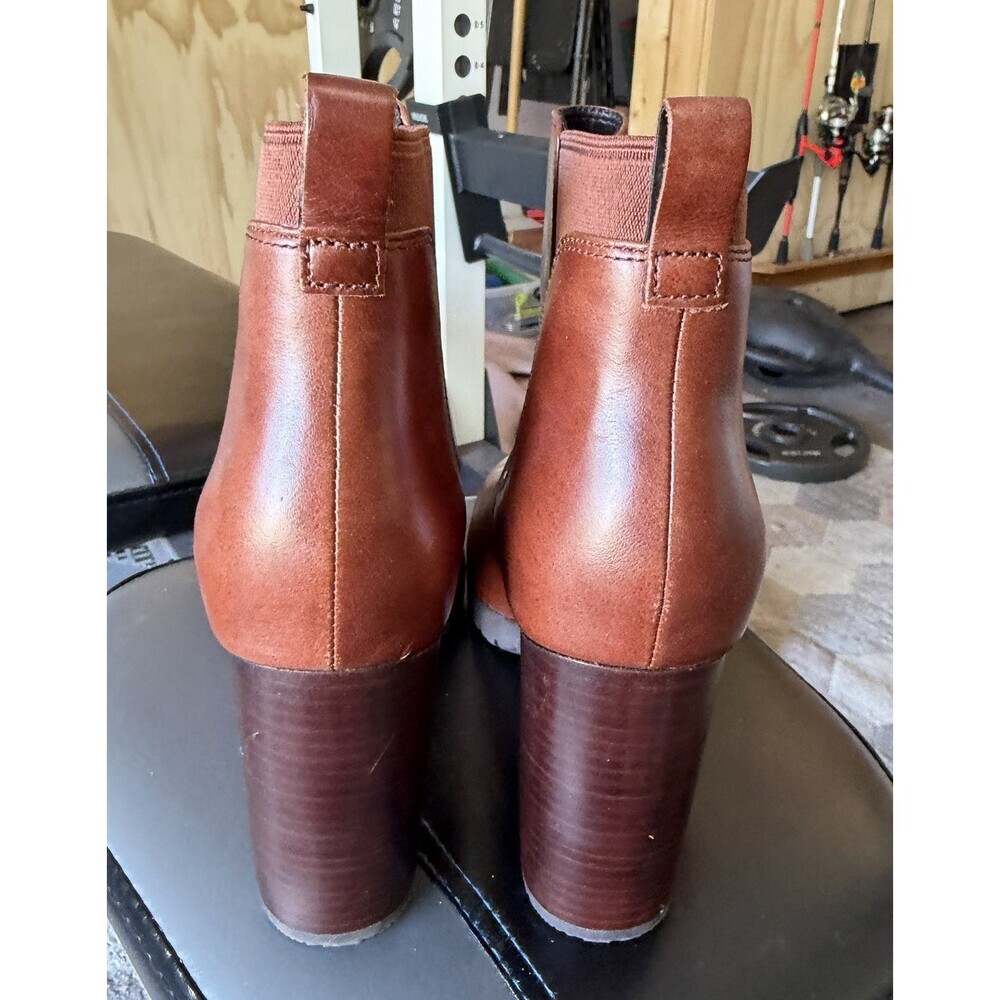 Clarks Elipsa Dee Chelsea Boots Womens 9.5M Brown Leather Heeled Bootie - Picture 7 of 9
